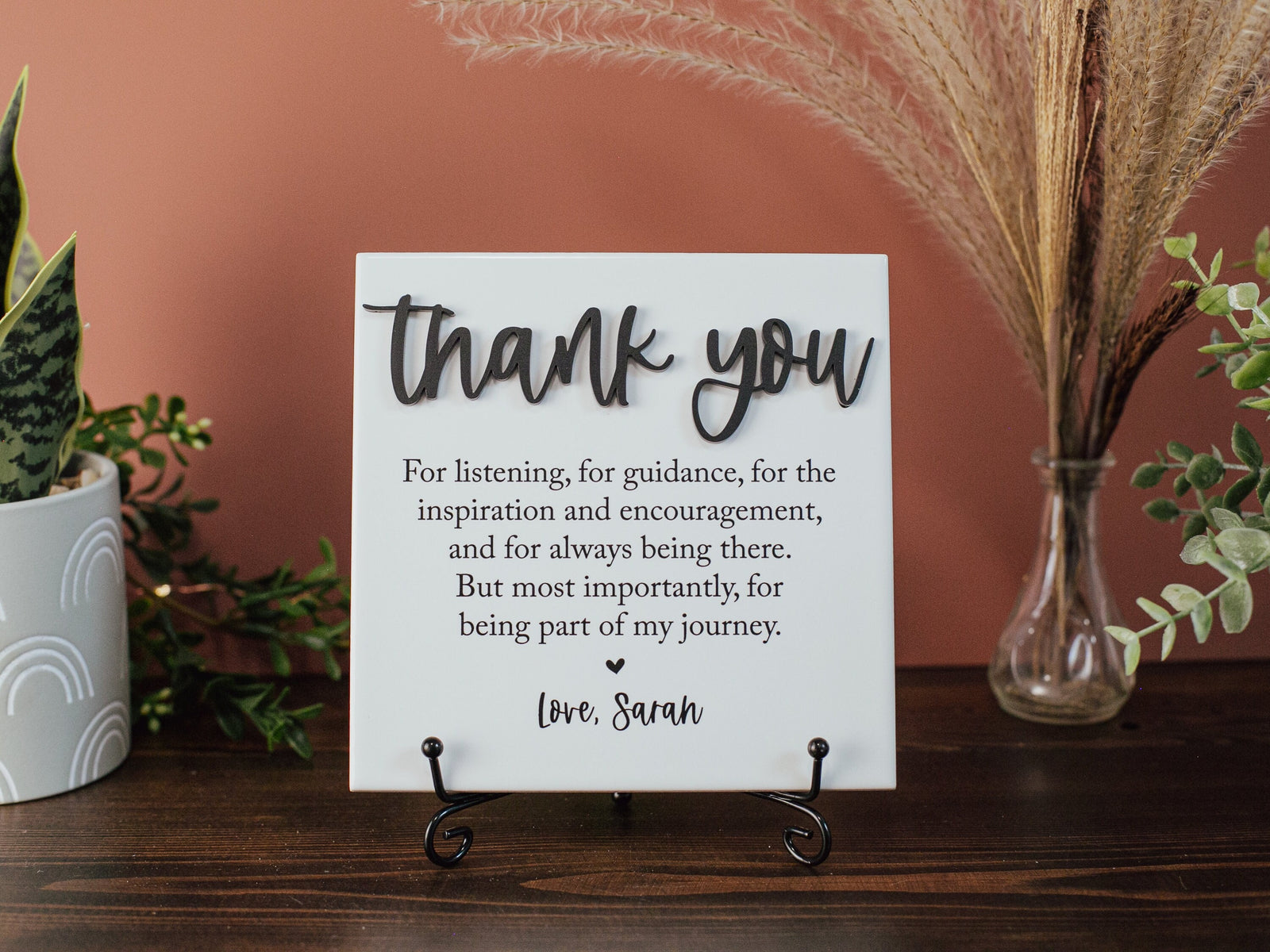 TP-3DTY 3D Custom Thank You Ceramic Tile Plaque With Stand, Thank You Mentor Sign, Boss Retirement Appreciation, Friend, Counselor, Coach, Adviser