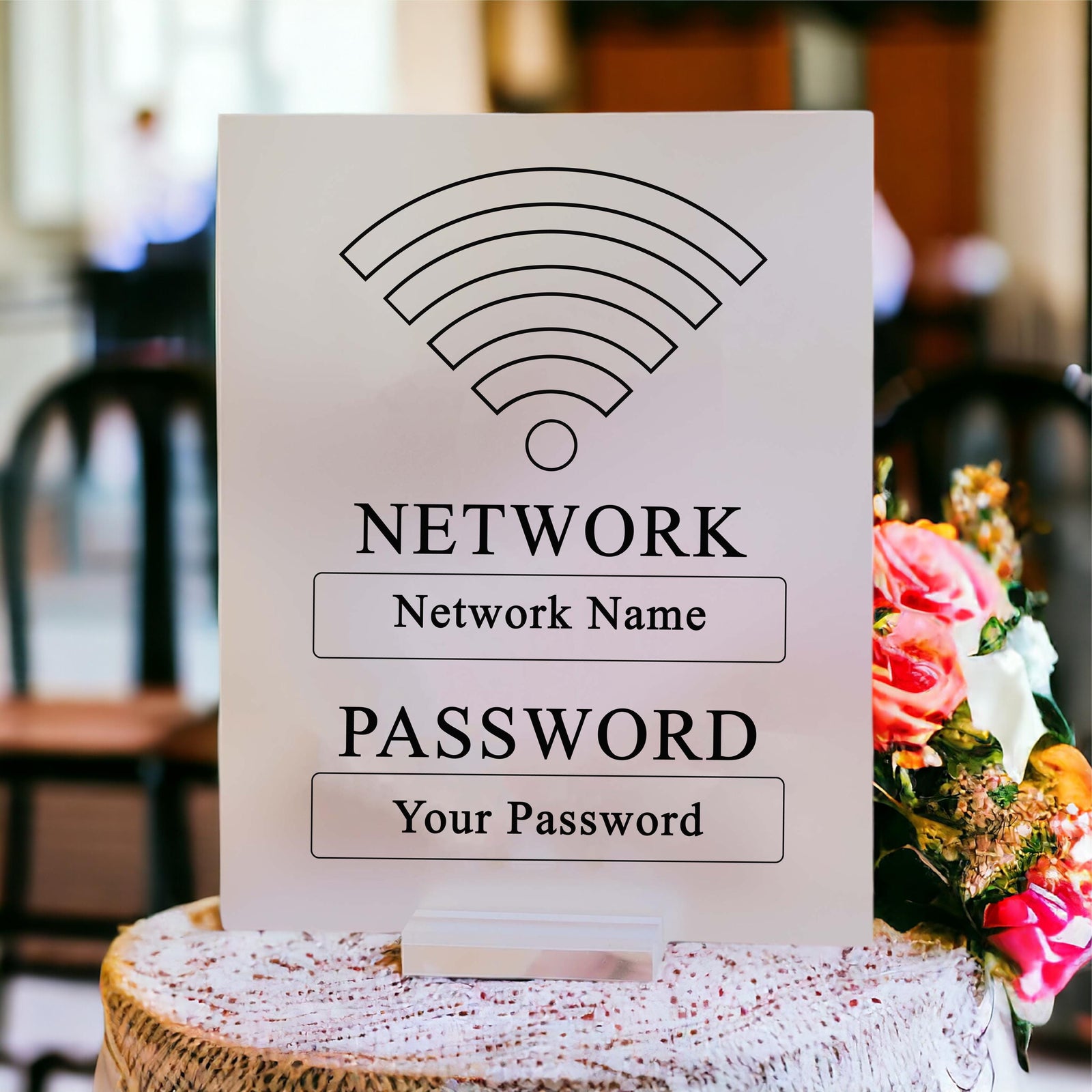 Network WIFI Password Welcome Please Enjoy Wireless Internet Acrylic Sign, Custom Airbnb VRBO Vacation Rental, Restaurant, Bar, Hotel Sign