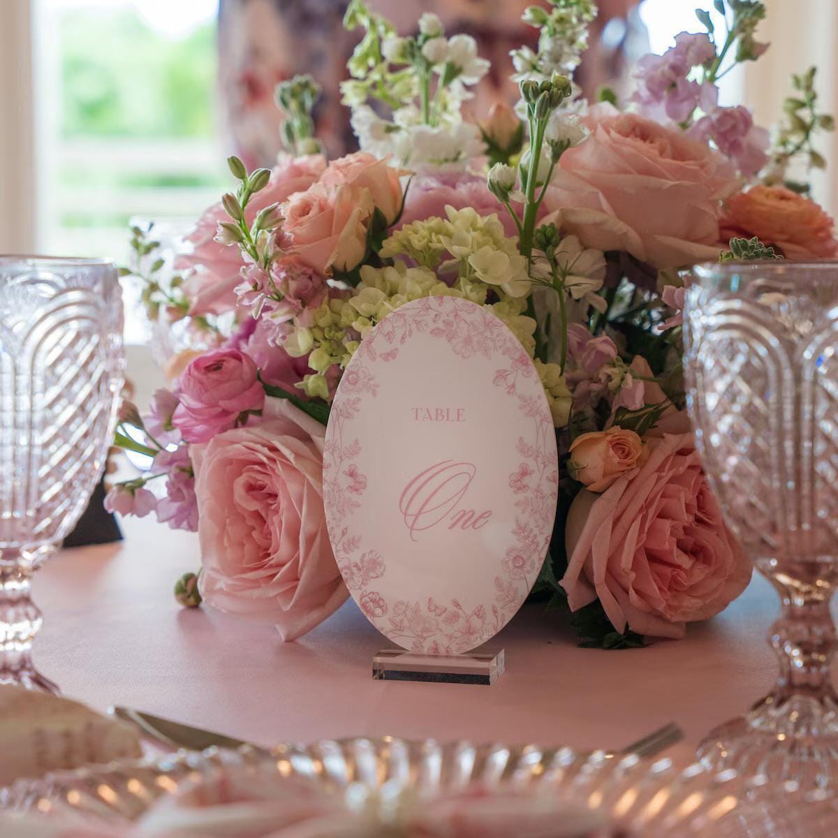 French Toile Table Number Acrylic Sign Blue White Wedding Decor Elegant Reception