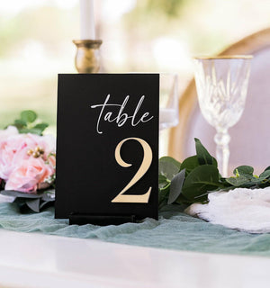 Acrylic Table Number Sign - Blush Gold Modern Calligraphy Wedding Decor