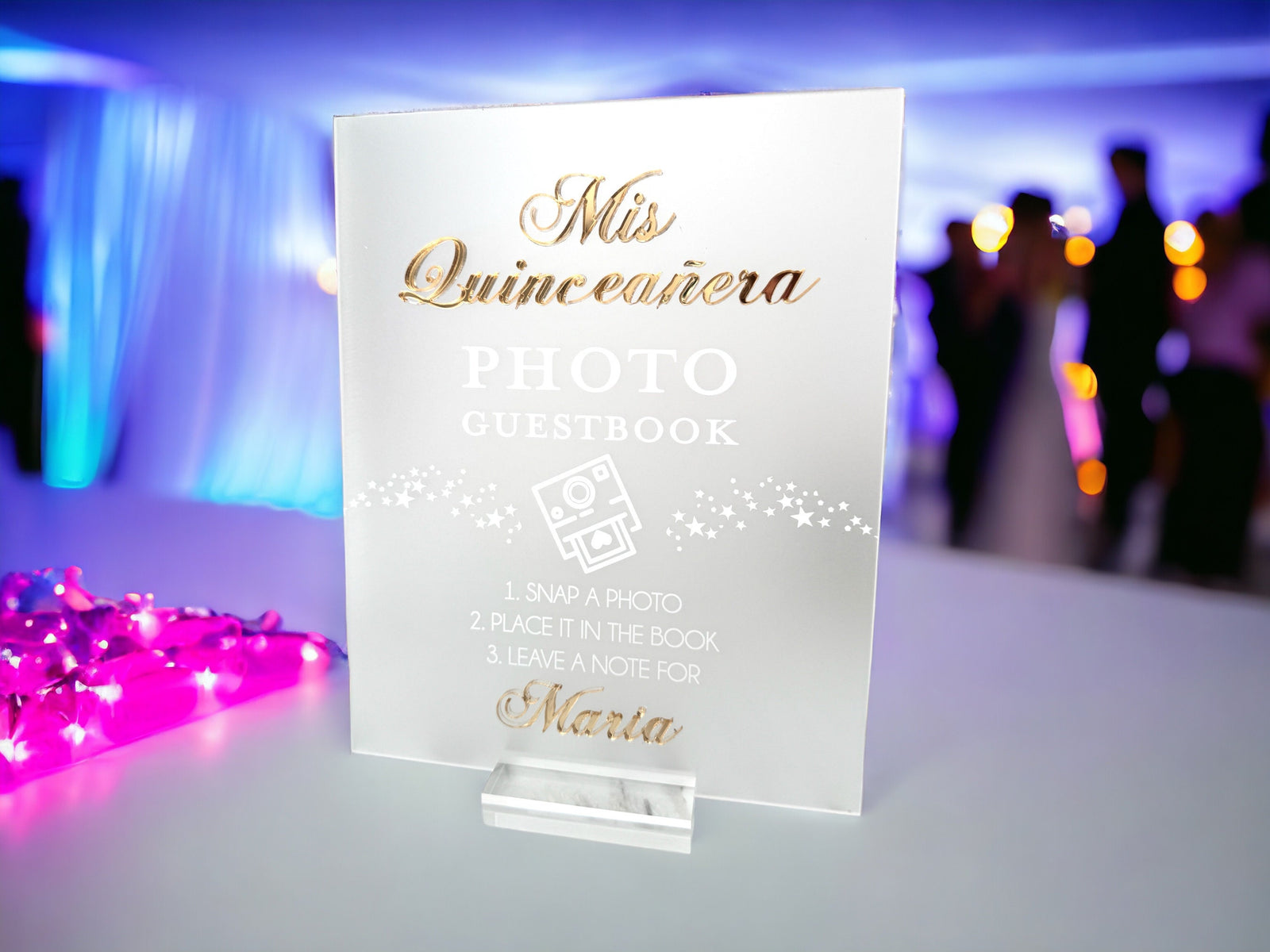 3D Quinceañera Photo Guestbook Table Sign Snap It Stick It Sign It Acrylic Wedding Sign, Photo Booth Station Guest Book Quince Sweet 15
