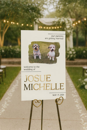 Wedding Welcome Sign - Acrylic 3D Gold Mirror Foil Our Parents Getting Married