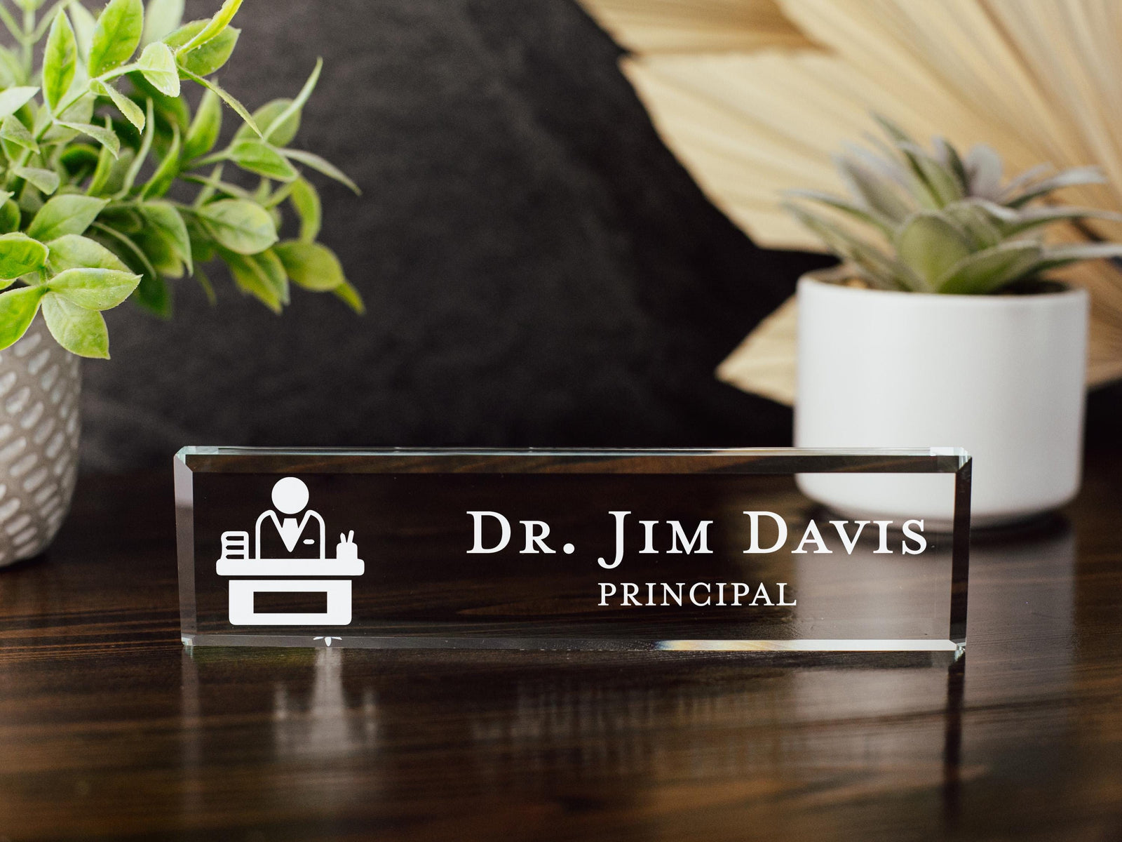 Principal Glass Office Desk Name Plate, Head Of School Nameplate, Headmaster Appreciation Gift, Assistant Principal Gift From Teachers GNP-PRN2