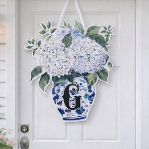 Chinoiserie Hydrangea Toile Door Hanger
