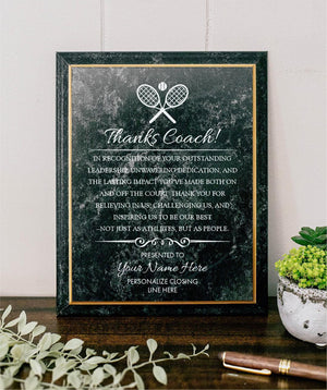 TENNIS Coach Appreciation Award Varsity Sports Recognition Plaque