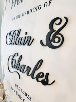 Oval Welcome Sign – Elegant Bridal Shower Sign With Floral Toile Design