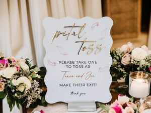3D Petal Toss Send Off Acrylic Sign, Newlywed Flower Sendoff Signage, Flower Confetti Throw Wedding Exit