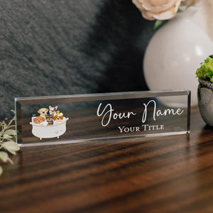 Dog Groomer Personalized Glass Nameplate