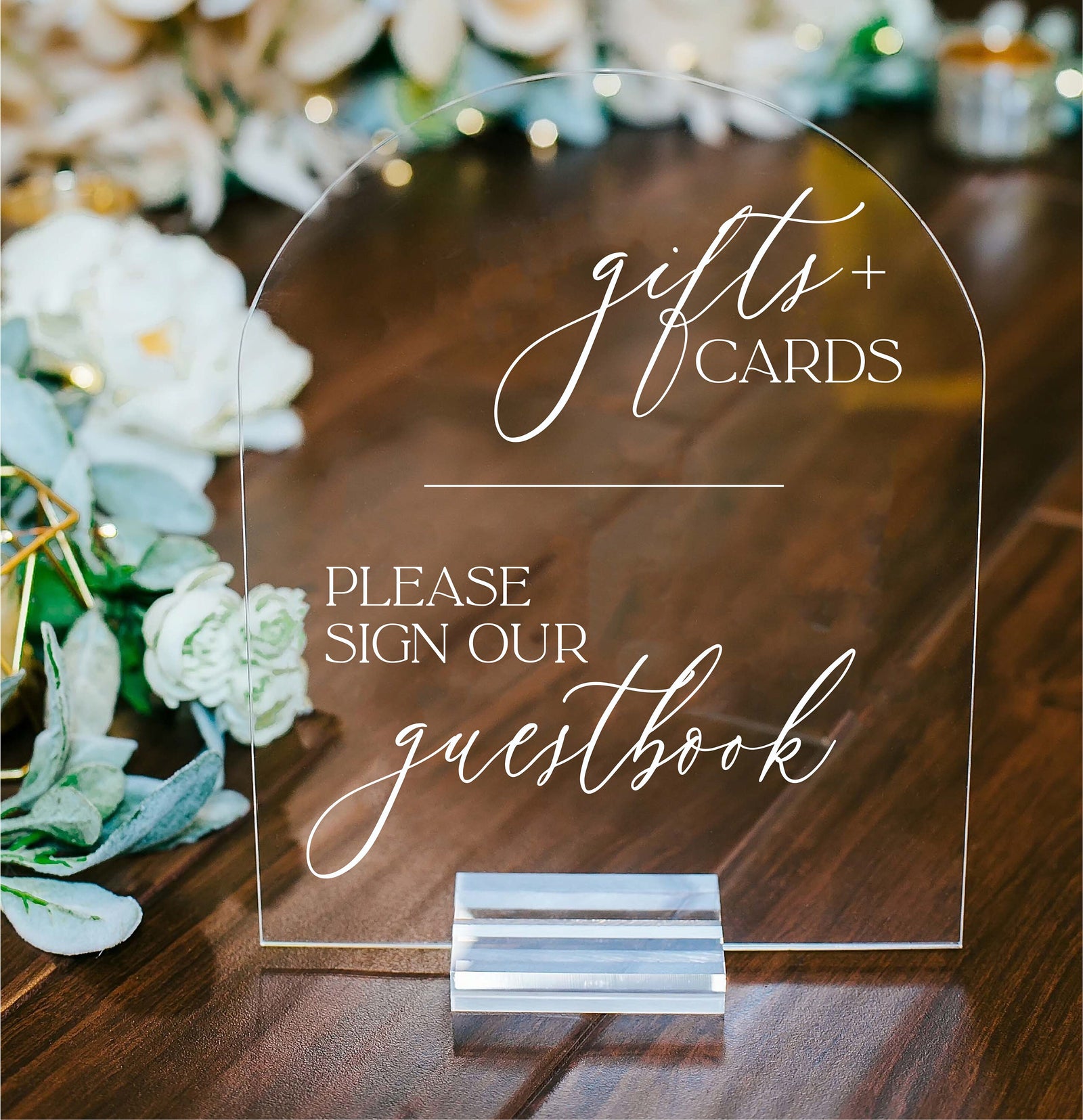 ARCH Acrylic Gifts and Cards + Please Sign Our Guestbook Duo Modern Minimalist Acrylic Wedding Sign, Gifts and Cards Lucite Table Sign