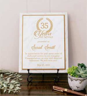 Marble Years Of Service Plaque