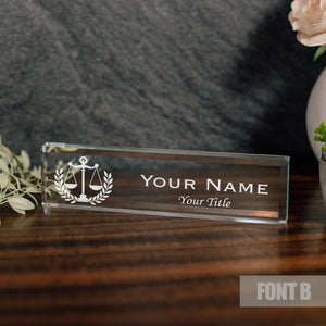 Attorney Glass Office Desk Name Plate