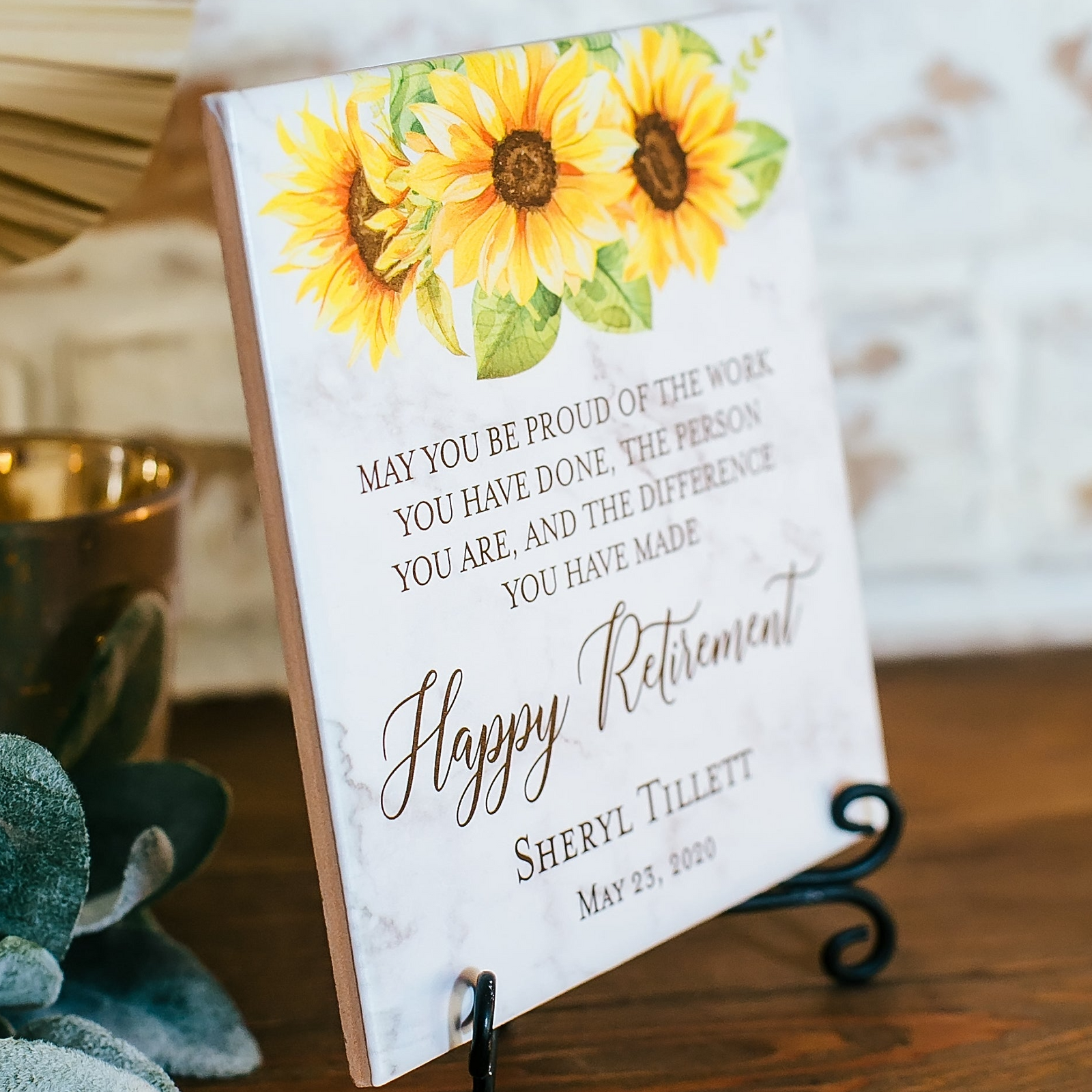 happy retirement sunflowers sign for boss