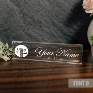 Attorney Glass Office Desk Name Plate