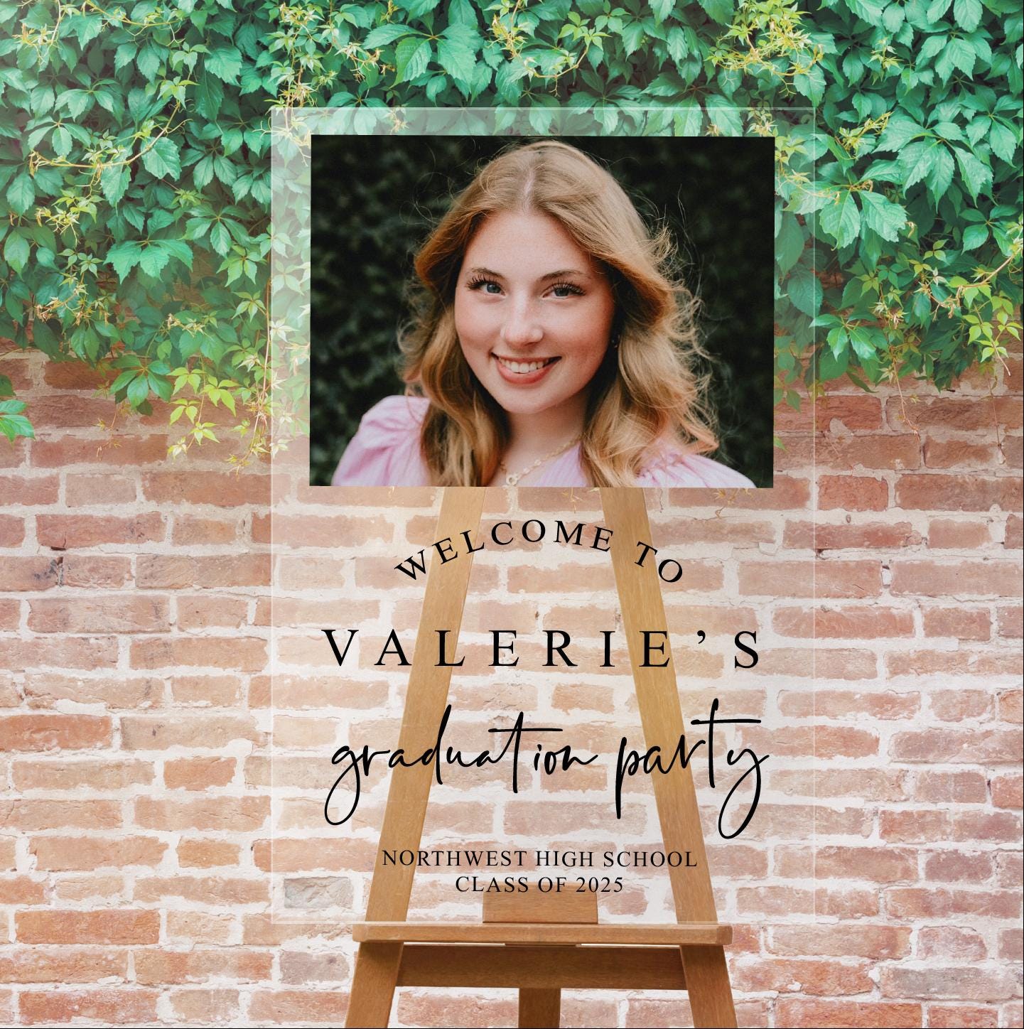 F40-GRD8 Welcome To Personalized Acrylic Graduation Entry Sign Decor, The Future Is Bright Party, Class of 2025, High School Grad Event, Cap + Gown