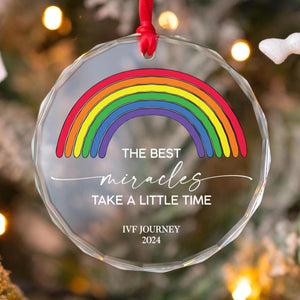 Rainbow IVF Journey Crystal Glass Ornament - Miracle of Life Keepsake