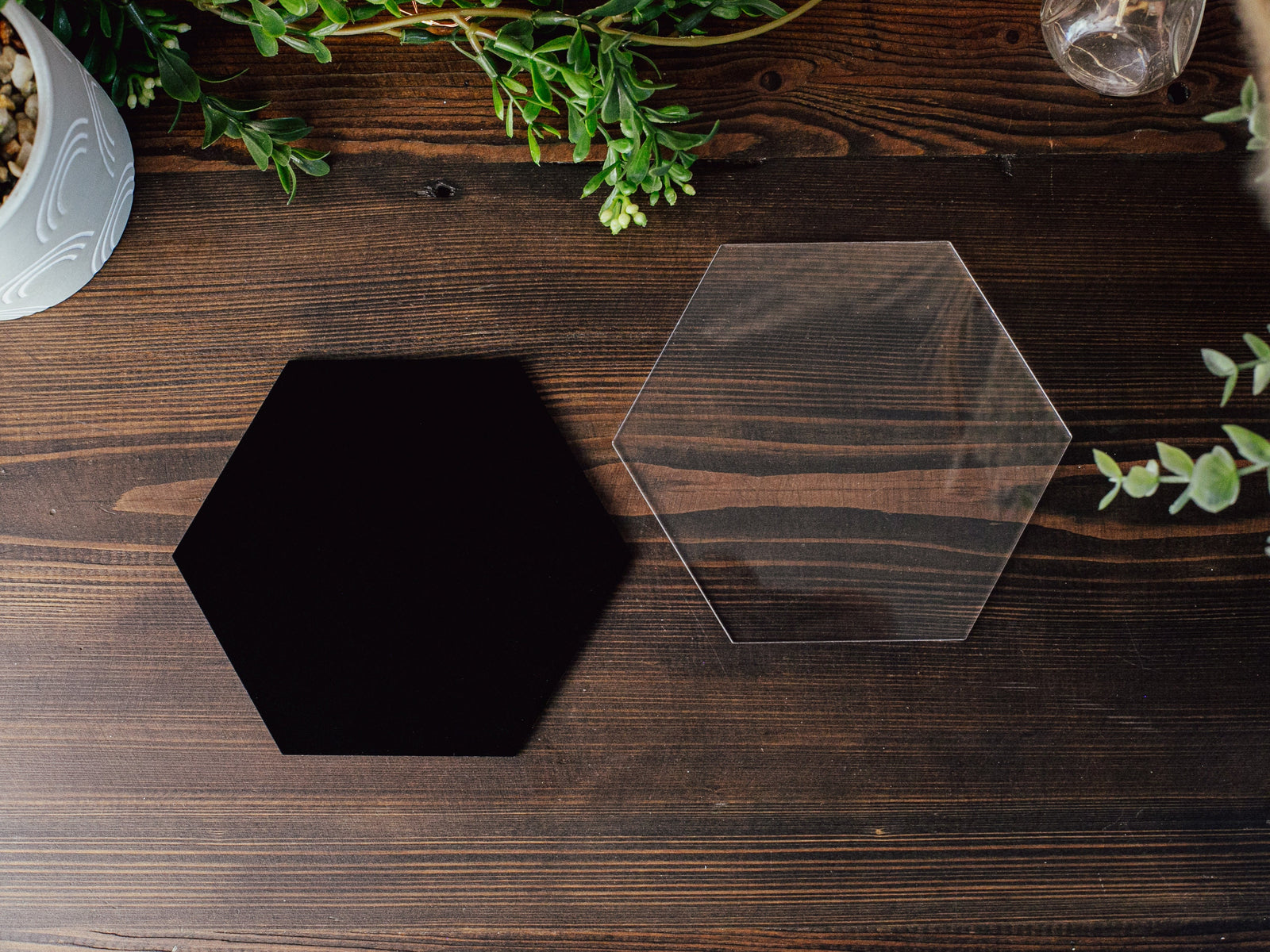 HEXAGON Shaped Clear or Black Acrylic Blank Stock Sheet Lucite | DIY Perspex Blanks | Wholesale Craft Supply | 5.5" x 4.7"x 1/8" thick