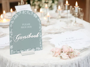 Please Sign Our Guestbook Blue Toile Floral Chinoiserie Bridal Shower or Wedding Reception Arch Sign, Luxury Elegant French Blue