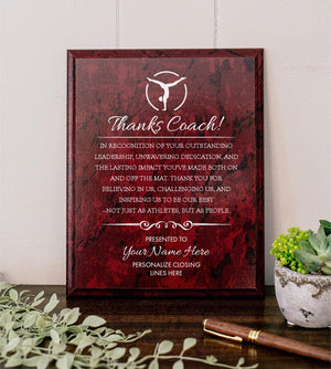 TUMBLING Coach Appreciation Award Varsity Sports Recognition Plaque