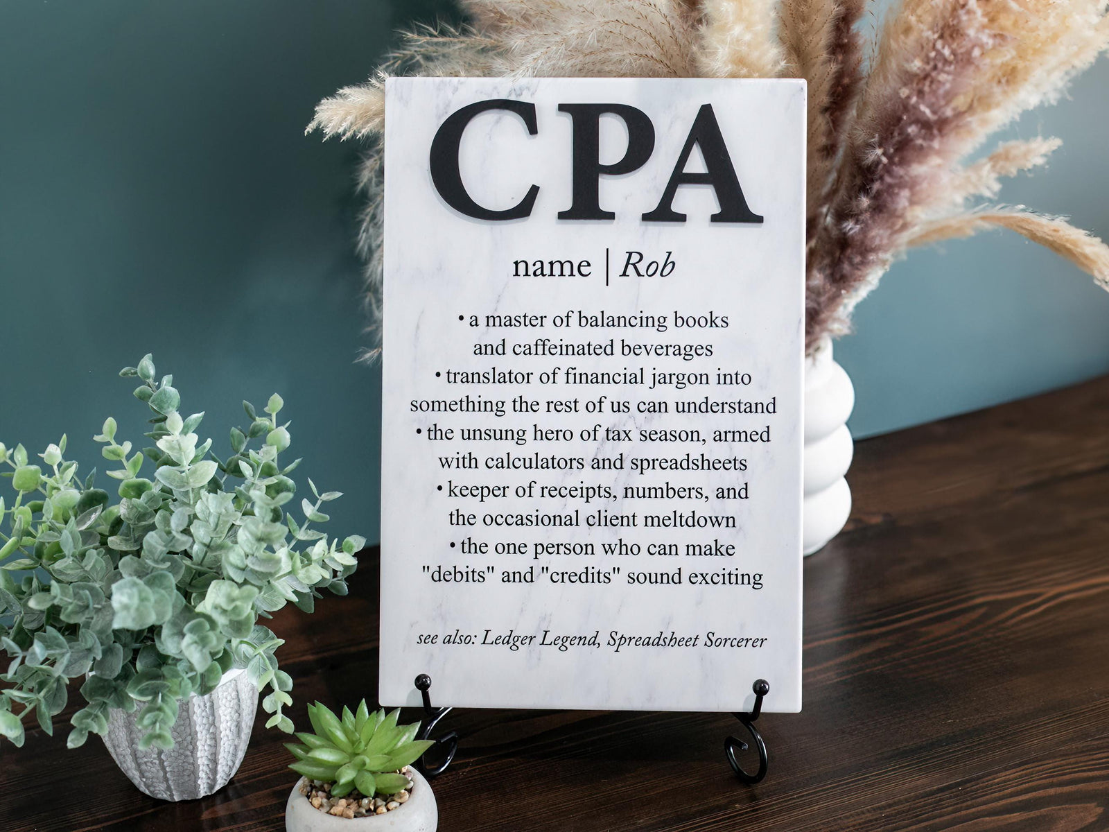 TP-3DCPA 3D CPA Accountant Ceramic Tile Plaque Gift From Boss, Office Decor Personalized Present With Name for Employees; Coworkers; Tax Wizard 2024