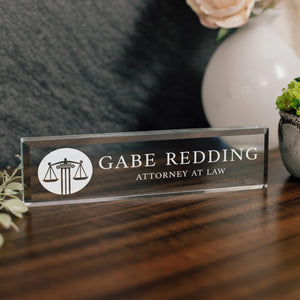 Attorney Glass Office Desk Name Plate