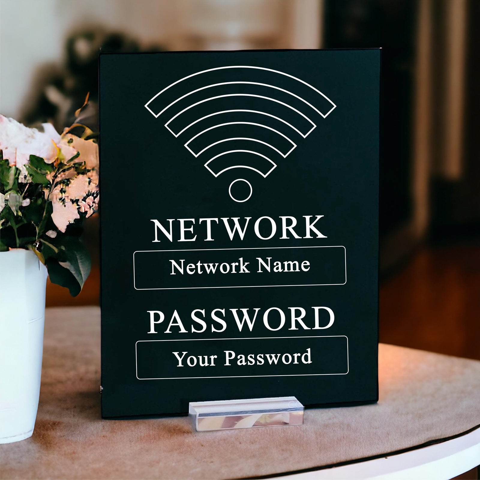 Network WIFI Password Welcome Please Enjoy Wireless Internet Acrylic Sign, Custom Airbnb VRBO Vacation Rental, Restaurant, Bar, Hotel Sign