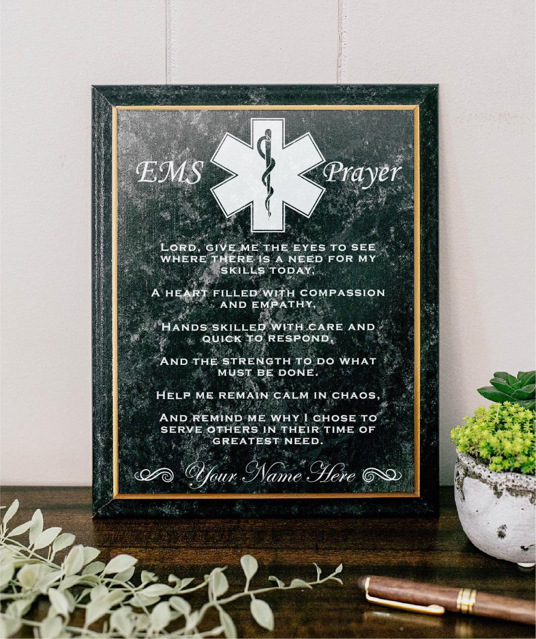 EMS Prayer for First Responder Plaque Gift