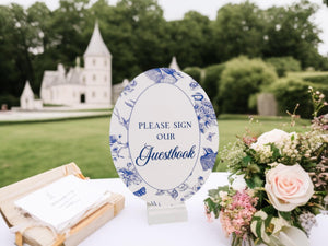 Toile Sign SET Bundle Wedding Chinoiserie Acrylic Signs Blue Floral Elegant French Event Signage, Guestbook, Cards and Gifts, Loving Memory