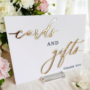 3D Cards And Gifts Acrylic Wedding Sign – Thank You Card Display With Frosted Perspex Table Sign