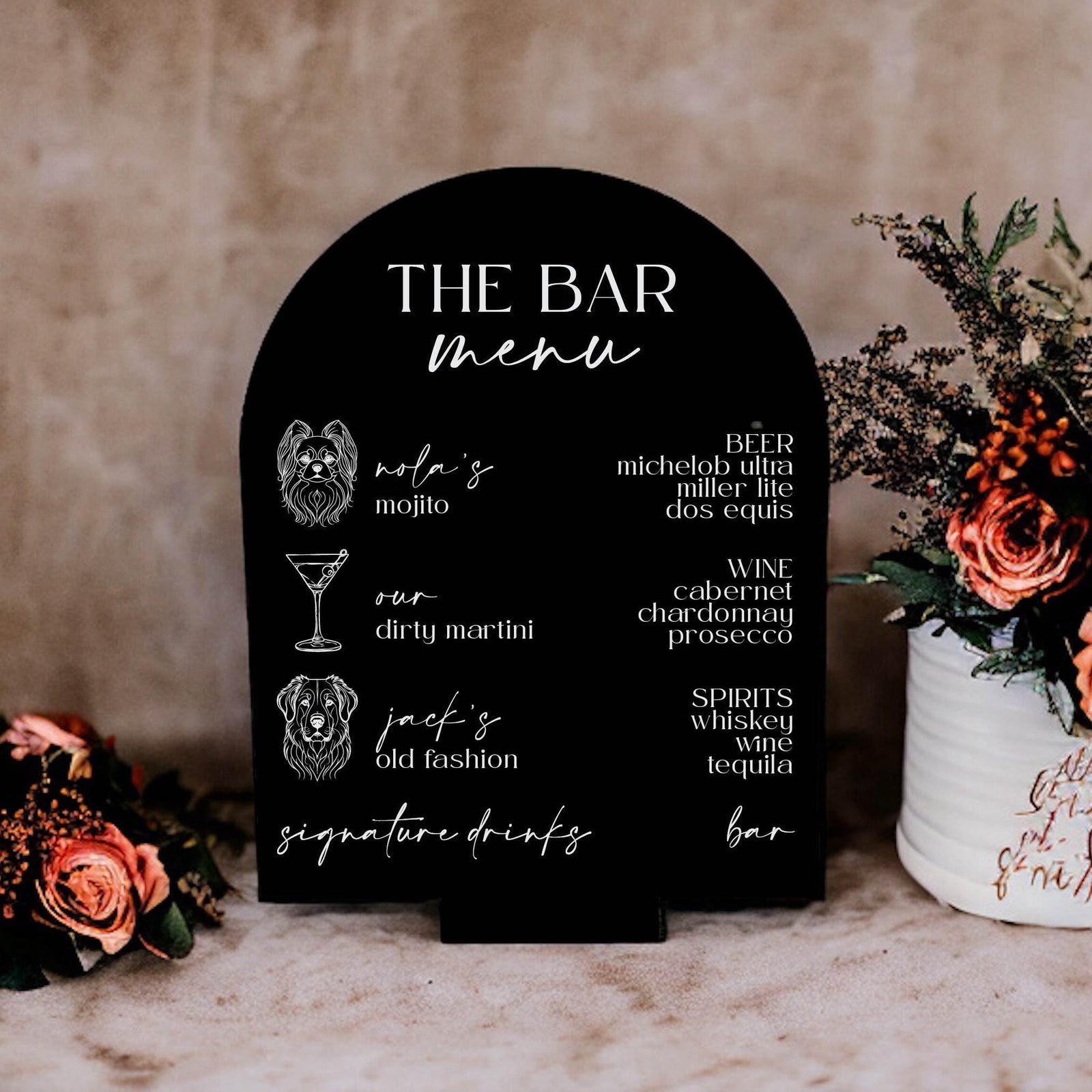 A11-DS1 Arch Handdrawn Drink Icons Bar Menu