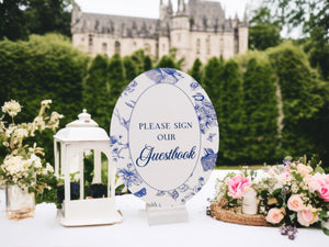 Toile Sign SET Bundle Wedding Chinoiserie Acrylic Signs Blue Floral Elegant French Event Signage, Guestbook, Cards and Gifts, Loving Memory