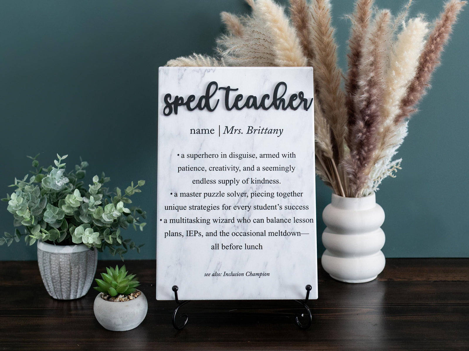 TP-3DSPED 3D SPED Teacher Ceramic Tile Plaque Gift, Personalized Thank You Present from Students; Staff Gifts; Retirement 2024; Special Education