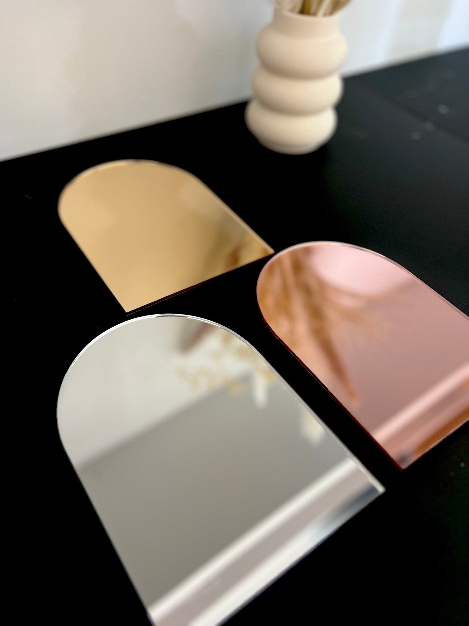 ARCH 4x6-11x14 Shaped Gold, Silver or Rose Gold Mirror Acrylic Blank Stock Sheet | DIY Perspex Blanks | Wholesale Craft Supply