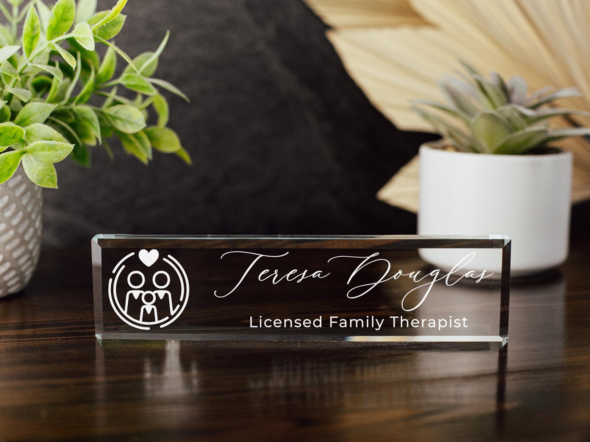 Counselor Therapist Glass Office Desk Name Plate GNP-COUN