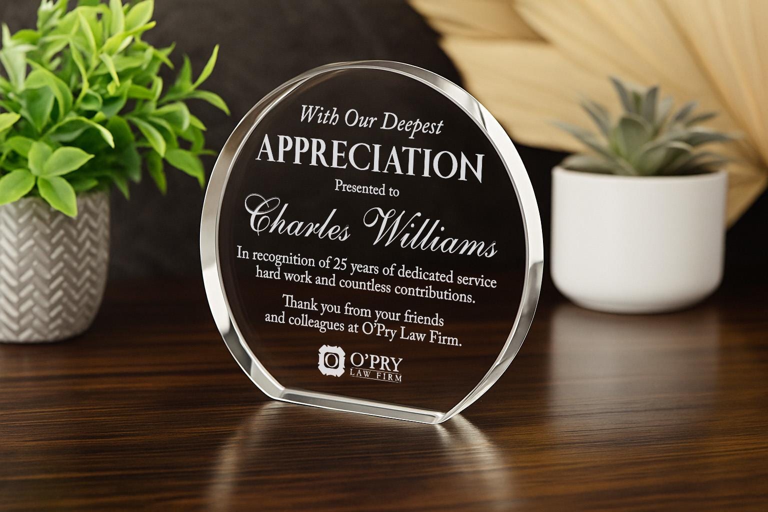 With Our Deepest Appreciation Crystal Award