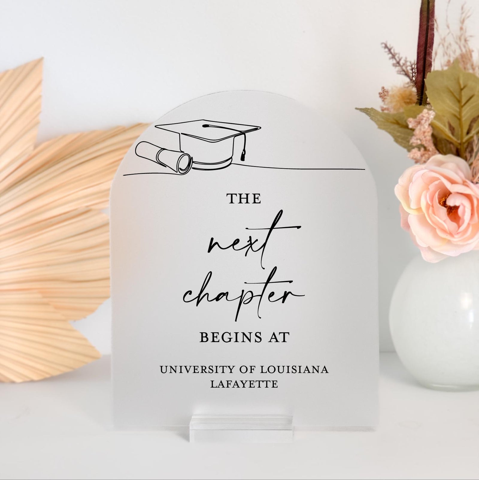 F11-GRD6 Next Chapter Begins Personalized Acrylic Graduation Event Sign Decor Diploma Party Ideas, Class of 2025, College Announcement, Cap + Gown