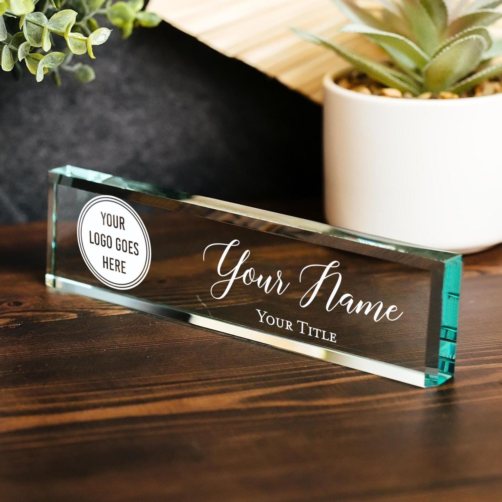 CUSTOM Nameplate Design Glass Name Plate for Office GNP-CUST