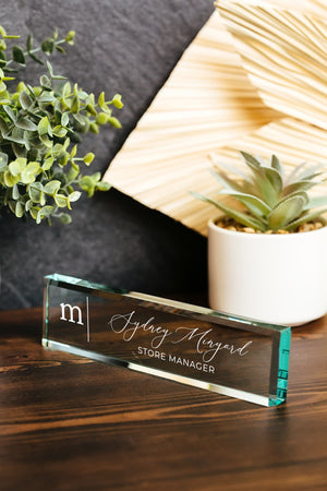 Single Letter Initial Glass Name Plate GNP-MG1