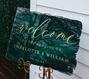 Clear, Frosted, Black or White Wedding Acrylic Welcome Sign, Personalized Modern Lucite Perspex Large Names and Date Sign