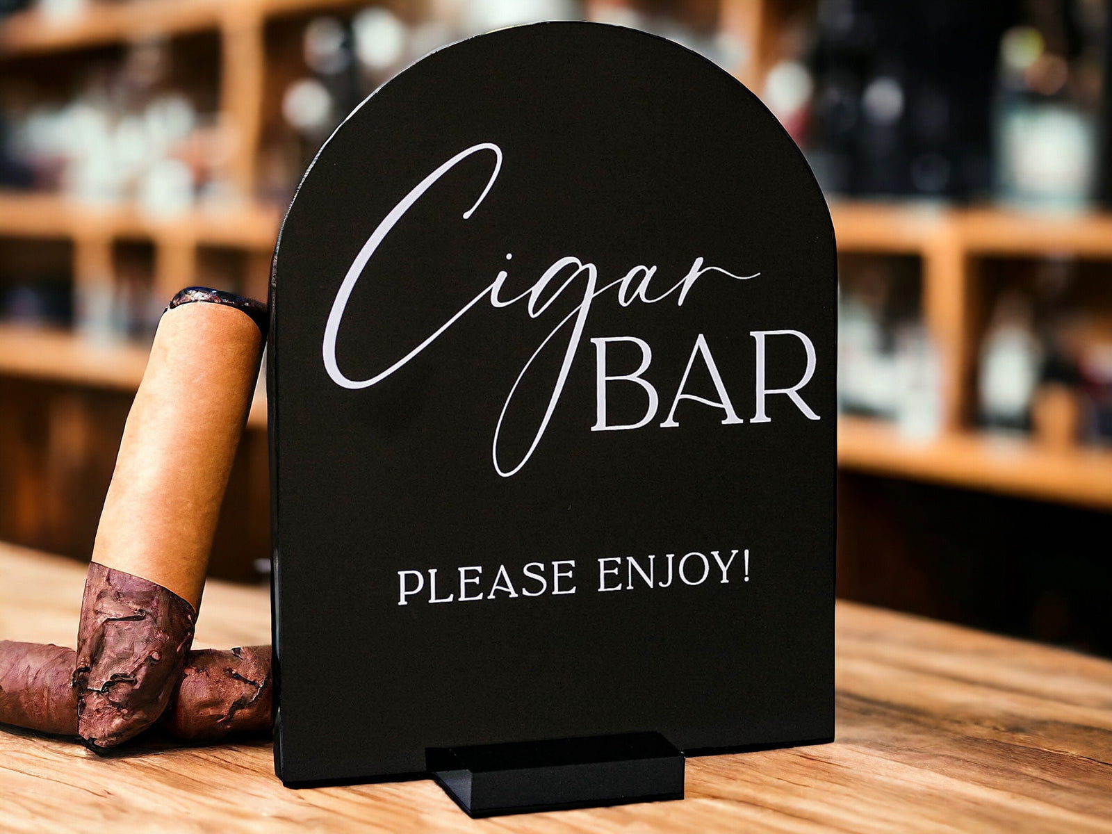 ARCH Cigar Bar Please Enjoy Wedding Whiskey Or Bourbon And Cigars Favors Acrylic Wedding Reception Party Decor Sign
