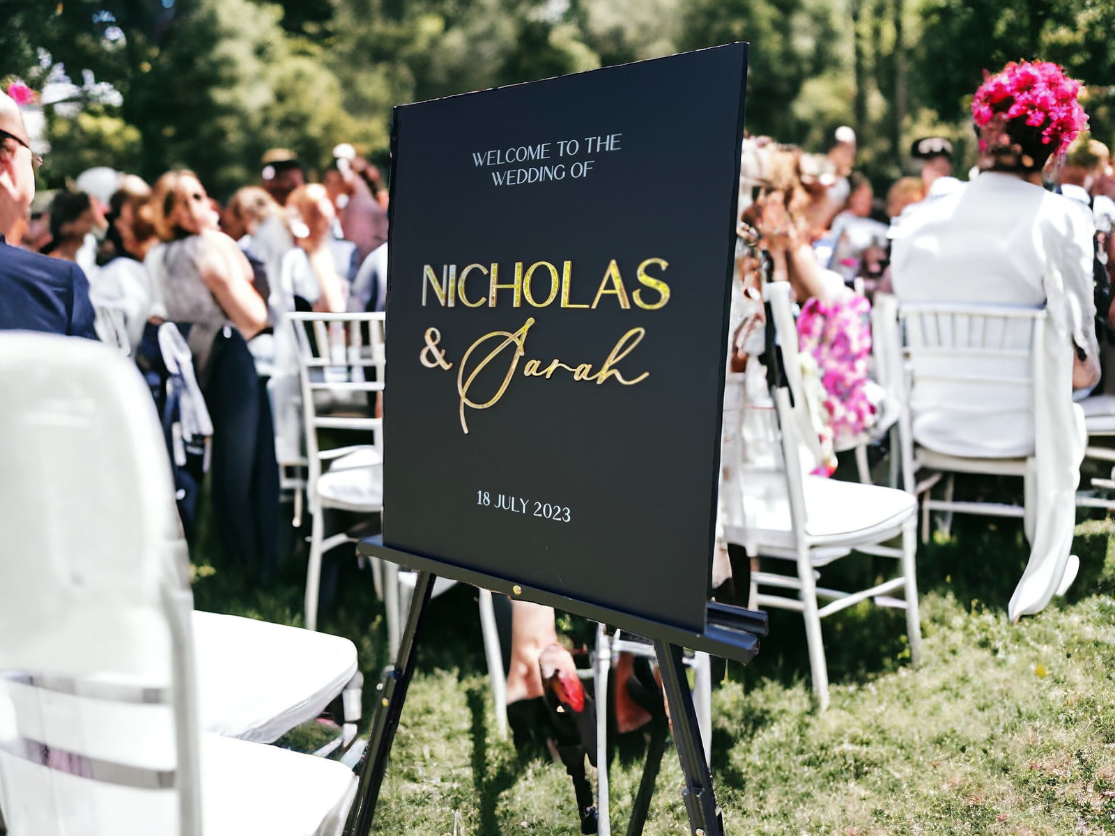 CHOOSE YOUR DESIGN: 3D Event Entry Signs with Laser Cut Wording - Sign Sizes 18"x24" or 24"x36" 3D-WWSD