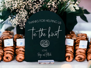 ARCH Thanks For Helping Us Tie The Knot Pretzel Favors Please Take One Pretzel Bat