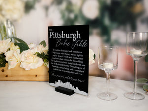 Pittsburgh Cookie Table Tradition Favors Clear Glass Look Acrylic Wedding Sign All of Yinz Skyline Lucite Perspex Cookies Table Sign