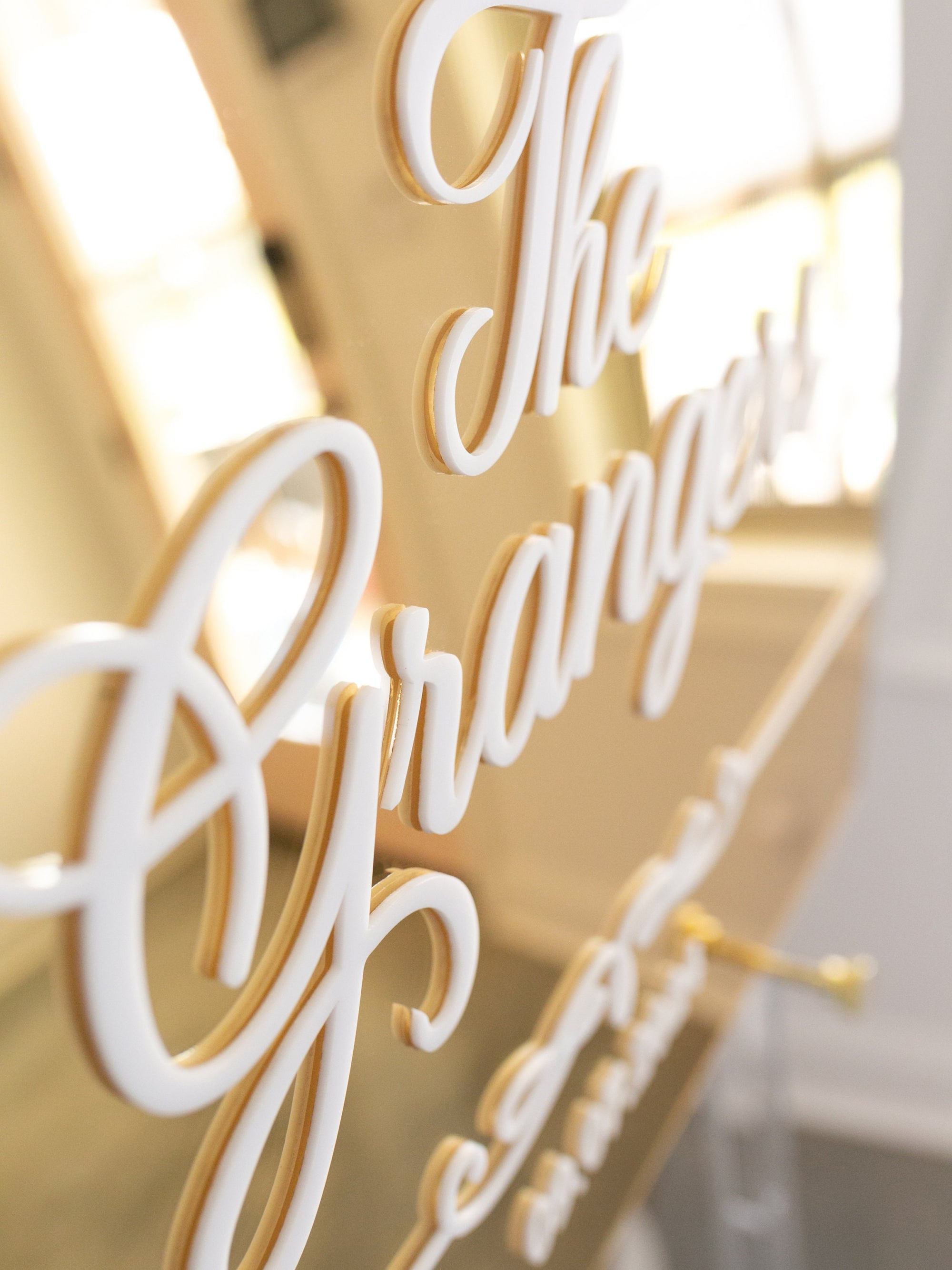 Gold Silver or Rose Gold 3D Mirror Welcome To The Wedding Of Acrylic Sign, Personalized Modern Names And Date Minimalist Event Signage