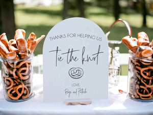 ARCH Thanks For Helping Us Tie The Knot Pretzel Favors Please Take One Pretzel Bat