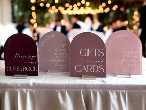 Custom Wedding Color Palette Acrylic Sign Bundle of Guestbook, Gifts and Cards, In Loving Memory Favors Please Take One Open Bar Signage Set