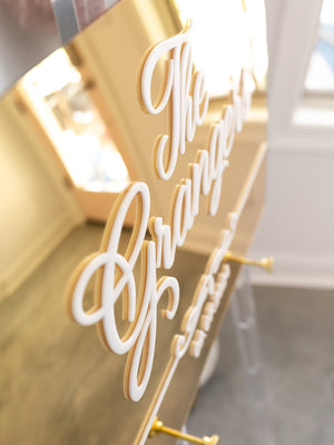 Gold Silver or Rose Gold 3D Mirror Welcome To The Wedding Of Acrylic Sign, Personalized Modern Names And Date Minimalist Event Signage