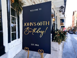 Gold Mirror 3D Happy Birthday Acrylic Welcome Entrance Sign, Let's Party Milestone Signage, 16th 18th 20th 30th 40th 50th 60th