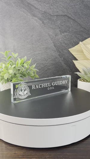 Dentist Glass Name Plate With Optional Icon GNP-CUST7