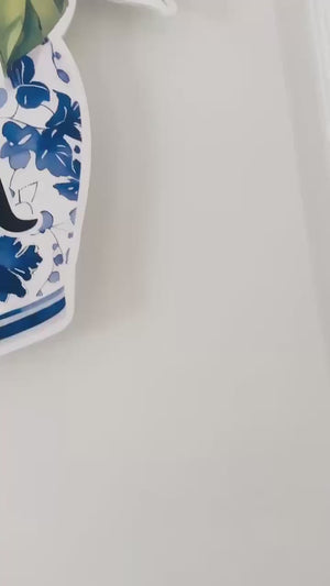 Chinoiserie Hydrangea Toile Door Hanger