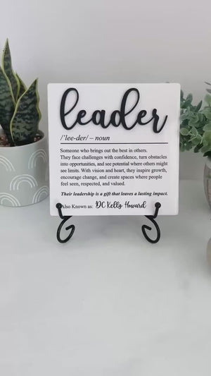 Leader Definition Plaque – Retirement Gift With Marble Finish And Stand